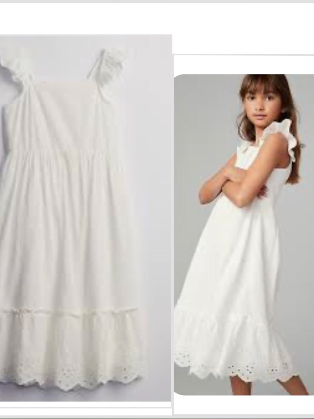 GAP White Eyelet Ruffle Midi Dress